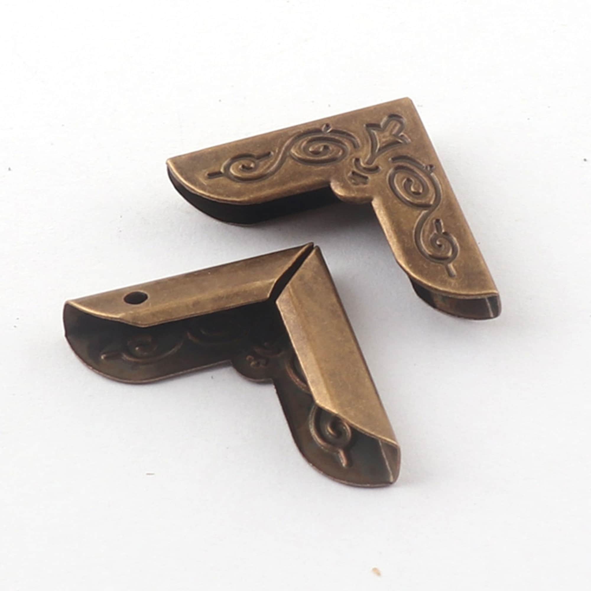 Pied d'angle de boîte Petit Lot de 4 | Modèle en Bronze Antique 19mm x 11mm