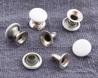 100Set White Double Cap Rivets ,Mushrooms Rapid Rivet, Round rivet studs ,Metal rivet for purse bags Belts Bracelets - 8mm×7mm