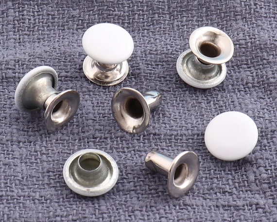 100set White Double Cap Rivets ,mushrooms Rapid Rivet, Round Rivet Studs  ,metal Rivet for Purse Bags Belts Bracelets 8mm7mm 
