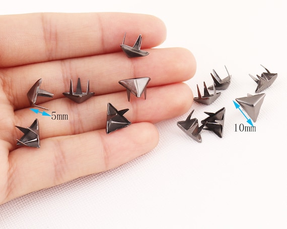 Black Triangle Metal Studs Spikes, 100pcs Rivets Studs Spikes, 1/3