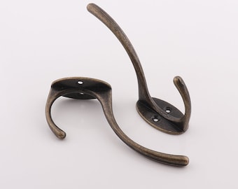 Ganci per accappatoio in bronzo vintage, gancio decorativo, gancio in bronzo rustico, gancio in metallo antico, ganci per asciugamani, gancio da parete - 3-1/2" (90 mm)