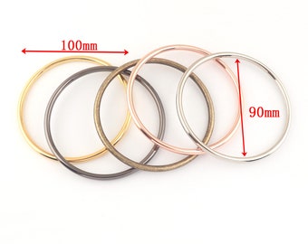 Large metal O rings,Silver/Gold/Rose gold/Gunmetal/Bronze Round Rings for Handbag Purse Bag Making Hardware Supplies - inner 90mm*2pcs