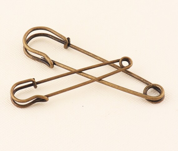 Set Di 20 Spille Da Balia Grandi In Acciaio – 57x16 Mm, Colore Bronzo, Antiruggine, Perfette Per Cucito, Fai-da-te E Artigianato