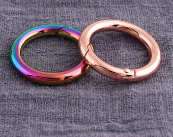 6PCS  Round Spring Clasps, Open Ring Clasps, Round Lobster Clasps, 20mm O Rings Snap Clip ,Trigger Round Ring Spring ,Opening Keyring