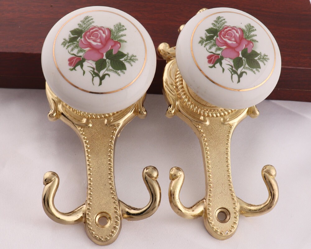 14cm Coat Hangers Wall Curtain Hook Gold Ceramic Decora 14cm Coat Hangers Wall Curtain Hook Gold Ceramic Decora