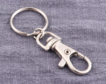 12 Stück 9mm Verschluss Silber Karabinerverschlüsse mit Karabinerverschluss, Schlüsselanhänger Clip, schwenkbaren Haken, Schlüsselband-Verschluss, Schlüsselanhänger, Schlüsselring