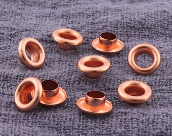 100pcs Rose gold Eyelets Grommets With Washers,Round Grommet Eyelet,purse eyelet,Plated Metal Eyelets - 7mm×3mm