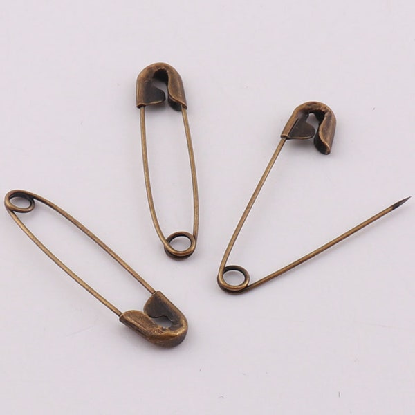 50pcs 28mm Bronze épingle à nourrice, épingles décoratives, épingles à vêtement, goupille de Kilt, la couture des épingles de sûreté, broches broche, marqueurs de verrouillage