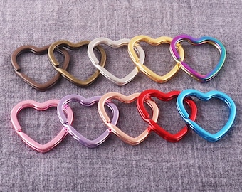 Breloczki do kluczy Love Heart 6 szt. Różne kolory 30 mm Różowe złoto Brelok dzielony Łącznik do kluczy Pierścień Uchwyt na klucze Karabińczyk Brelok Sprzęt