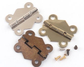 Gift box Silver/Light Gold/Antique bronze Butterfly Hinges,32mmx25mm Metal flap hinge,edge hinge,Jewelry box hinges,Decorative hinges-10pcs