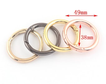 Anello a molla in metallo con cancello a spinta, O-ring rotondi in oro rosa da 1,5 '' (38) mm, anelli per cinturino in borsa, moschettoni, anello con fibbia per borsa 4 pezzi/lotto