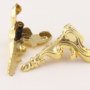 4pcs Corner Protector - For Boxes - Desks - Hardware/ 51mm Gold Vintage Corner Decorative Corner Bracket Jewelry Box Wood Decorative
