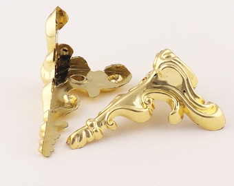 4pcs Corner Protector - For Boxes - Desks - Hardware/ 51mm Gold Vintage Corner Decorative Corner Bracket Jewelry Box Wood Decorative