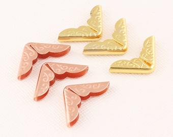Jewelry box corner, Gold/Rose Gold Book corner, 14mm Box corner, 40pcs Metal corner, Protective corners