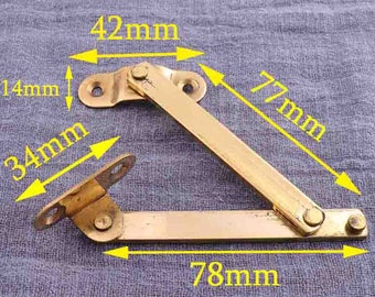 Gold Support Hinges With Foot ，Lid Support Foldable Hinge ,H Hinge ，Lift Up Stay Support Hinge，cabinet hinges,jewelry box hinges - 3"（78mm）