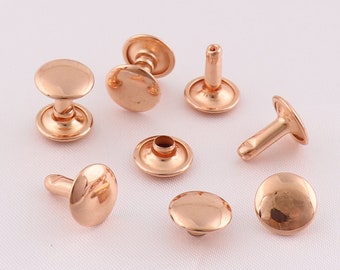 100set Round Rapid Rivet, Rose Gold Double Cap Rivets ,Mushrooms rivet studs ,Metal rivet for purse bags Belts Bracelets 10mm×12mm