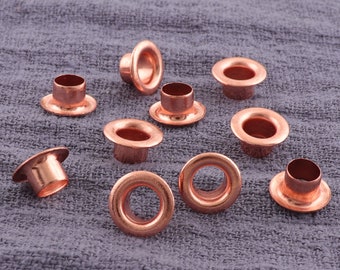 50set  Rose Gold Grommets Eyelets with Washers For Bead Cores,Round Grommet Eyelet,Small Grommet,sewing eyelets - 9mm×5mm