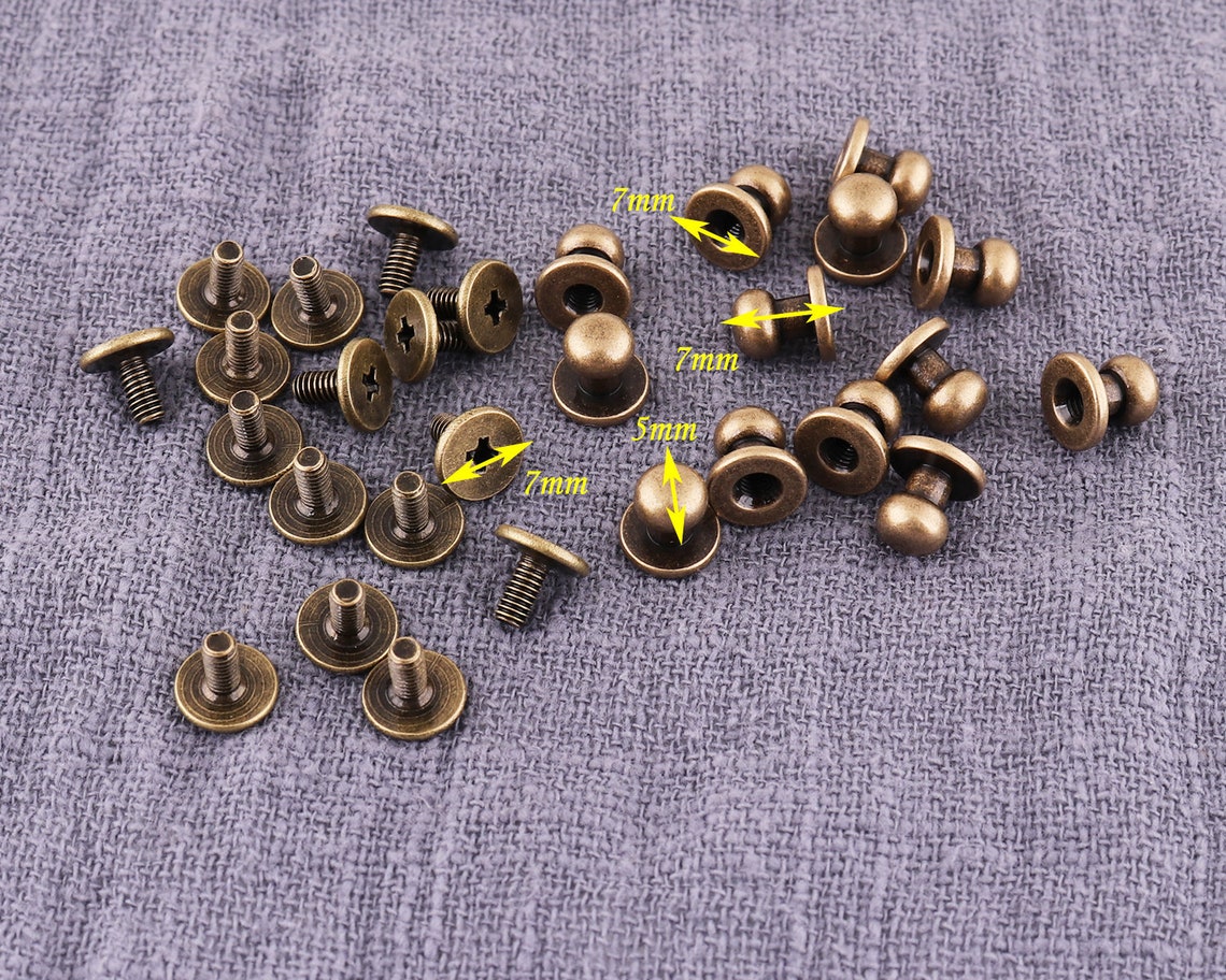 Head Stud Screw 7mm Metal Rivet Stud 40pcs Belt Flat Head Etsy