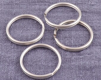 30pcs Split porte-clés, anneaux porte-clés, argent Double boucle anneaux, anneaux ronds, bague double boucle - 3/4"(20mm)