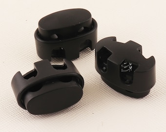 Black Cord Lock Stopper,Double Hole Cord Stopper,Cord Toggle Lock, Rope Buckle,Transparent Cord Toggle Lock-16mmx5mm**20pcs