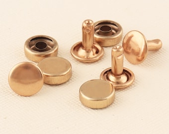 Metal rivets,Double Headed,9mm Double Cap Round,Light Gold purse rivet,Decorative rivets,Round rivet,120set Leather rivet