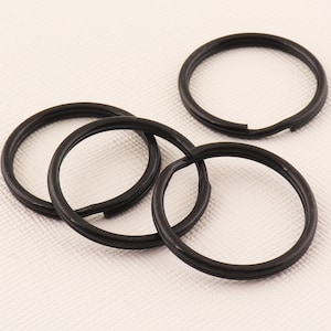 Black Split Rings,Round ring,Split ring,25mm Key chain ring,40pcs Strap rings,Metal key rings,Key ring