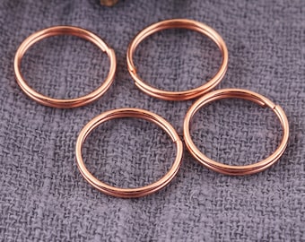 12mm 100pcs Rose gold  Split Split Key Ring,Round Steel Split Ring,Key Ring Loops,Double Loop Jump Rings