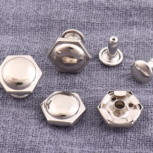 50pcs Silver Double Cap Rivets ,Round Rapid Rivet, Mushrooms rivet studs ,Metal rivet for purse bags Belts Bracelets - 1/2&quot; (12mm)