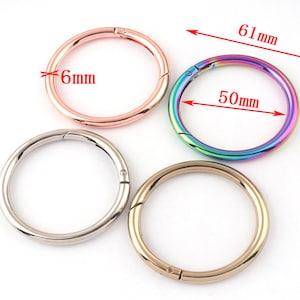 4pcs Large Spring Ring CHOOSE COLOR Extra Large Spring O Ring Rainbow Round Push Gate O Ring Metal Clasp For Leather and Fabric Clasp-50mm