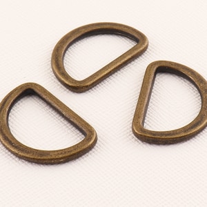 Bronze Heavy Duty D Ring, 12pcs Belt ring, 20mm Purse ring, metal d ring, Round ring, Purse strap rings, D ring for bag