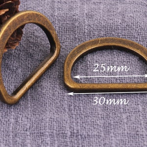 6PCS Bronze  Heavy Duty D Ring, Round rings, Metal D rings, D-rings Purse ring strap D ring,Antique brass d ring