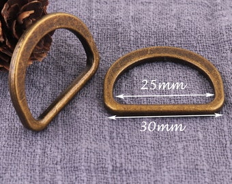 6PCS Bronze  Heavy Duty D Ring, Round rings, Metal D rings, D-rings Purse ring strap D ring,Antique brass d ring