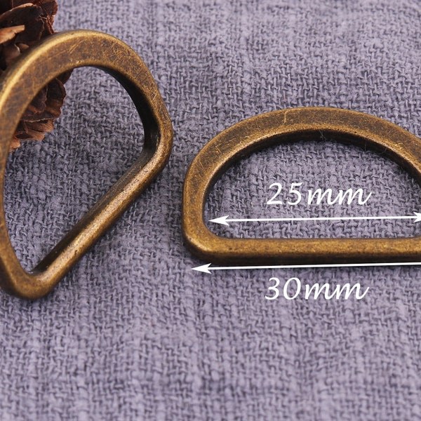 6PCS Bronze  Heavy Duty D Ring, Round rings, Metal D rings, D-rings Purse ring strap D ring,Antique brass d ring