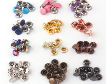 9mmx10mm Silver Gold Pale Gold Pink Blue Dark blue Purple Gunmetal Bronze Rainbow Rose Gold Double Capped Rivets Bag/cap Making Hardware