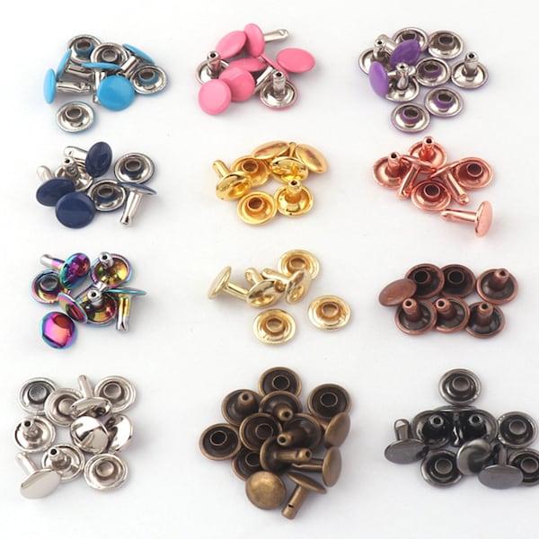 9mmx10mm Silver Gold Pale Gold Pink Blue Dark blue Purple Gunmetal Bronze Rainbow Rose Gold Double Capped Rivets Bag/cap Making Hardware