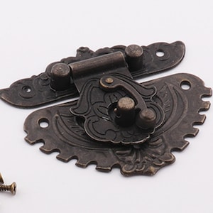Antique Jewelry Box Hasp， bronze buckle locks，Vintage trunk latch，furniture latch ，Latch Lock - 2-3/4&quot;  (70mm)