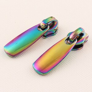 Rainbow handbag zipper, Zipper pulls, 8mm Metal zipper, 12pcs Purse zipper, Zipper for bag, Zipper hardware, Hardware Accessories