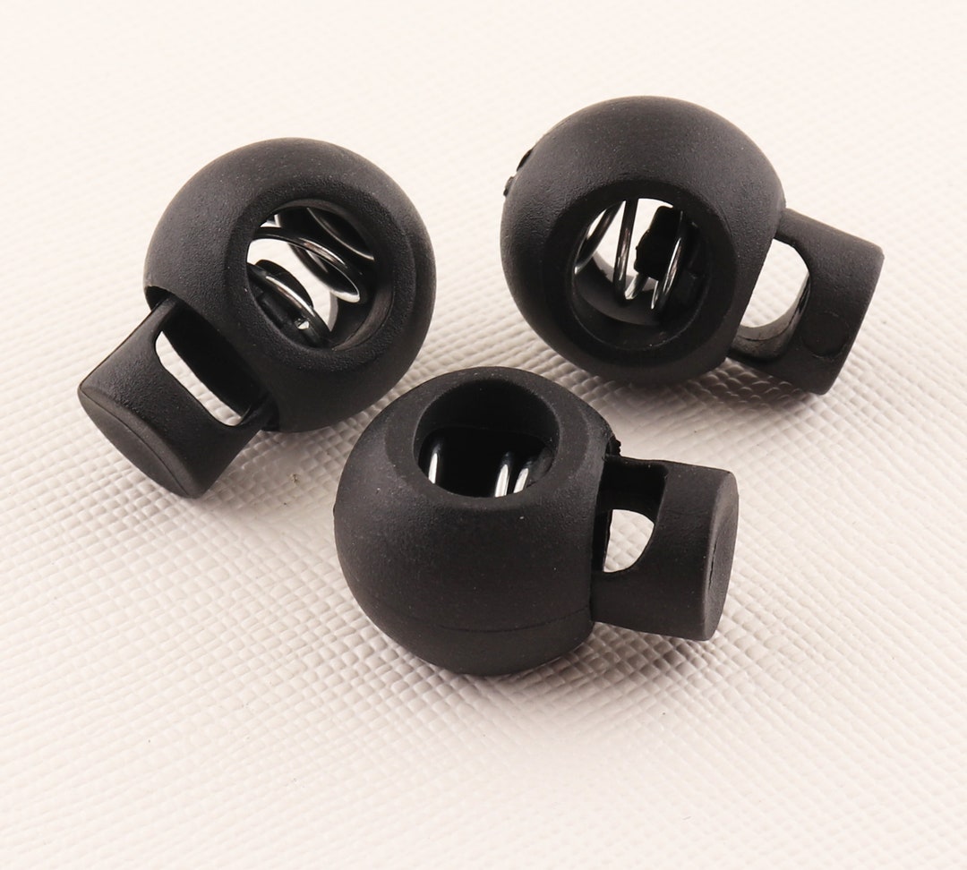 Black Single Hole Round Toggle,8mm Cord Lock Stopper,40pcs Spring Cord ...