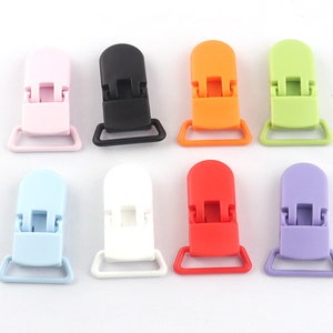 Colorful Plastic Suspender Clips,Pacifier Clip,Mitten Clips,Bib Clip,Clips for Soothie,Paci Holder,Bib Holder Clips-20mm*10pcs