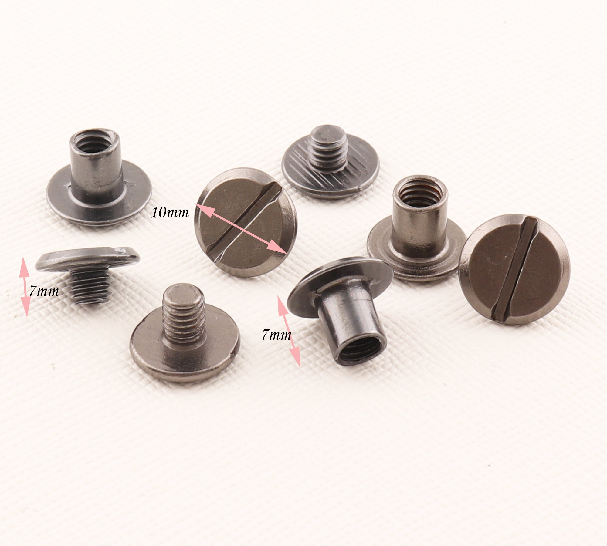 10mm Rivet Button, 50pcs Head Button, Black Stud Screwback Screw , Back ...