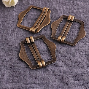 6pcs  Bronze Adjuster Sliders, Metal Flat metal Slide Buckle, 25mm Strap Leathercraft Bag for webbing slide,   Adjuster buckle