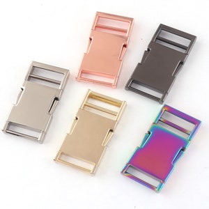 20mm Release Buckles,Silver/Light gold/Rose gold/Gunmetal/Rainbow Clutch Closure Backpack Buckle Strap Metal Quick Side Slide Release Buckle