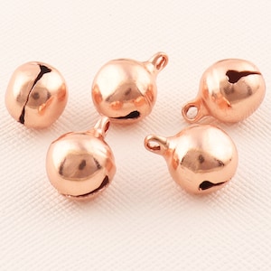 Rose Gold Jingle bells, Metal bell, 50pcs Bells charm, 10mm Christmas bells, Miniature bells , Sleigh bells, Jewellery bells