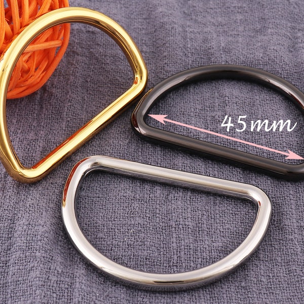 4PCS 45mm Heavy Duty D Ring D-ring , Metal D rings,bag purse D-Rings Buckles,Seamless Metal D Ring for Hardware Bags