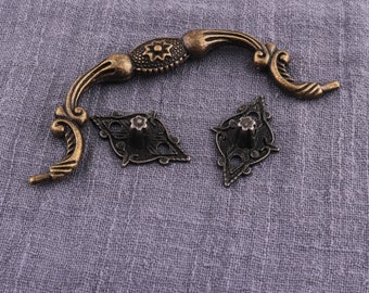 2pcs Antique Bronze Drawer Pull Handle,98mm  Dresser Knob Pulls, Door Knobs with screw,  Cabinet pulls