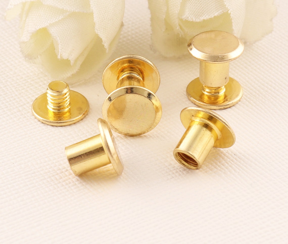 Gold Round Rivets Stud 50pcs Metal rivets 10mm Screws Etsy