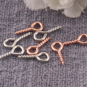 Mini Eye Hooks,Silver/Rose gold crew Eye Bails,Black Eye Loops Screws,Craft Supplies,Plated Screw Eye Hook,Screw hooks,Small Screw-3/8&#39;&#39;