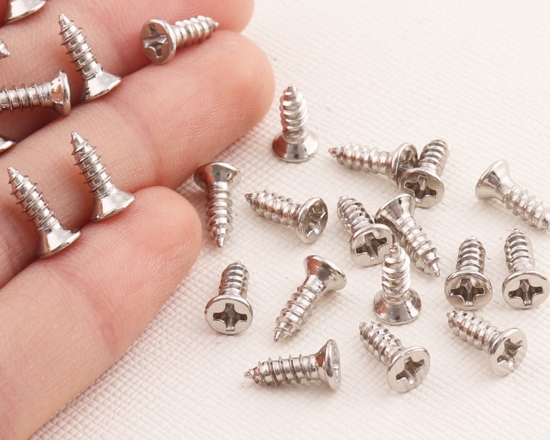 Silver Small Screws/decorative Screws/flat Head Wood Etsy