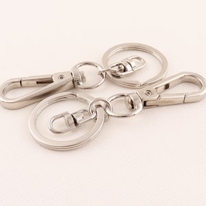 6PCS Chain Rings Silver Tone with Large Lobster Clasp and Attached Chain, 25mm Lobster Clasps Clips for handbag Straps, Belt Straps