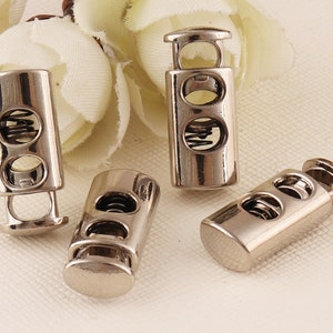 Barrel Lock Toggle Cord Stoppers/Silver Double Barrel Toggle Cord Lock, Cord Locks Stoppers Toggles End--20mmx5mm*12pcs